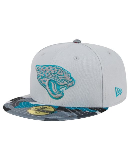 KTZ Blue Gray Jacksonville Jaguars Active Camo 59fifty Fitted Hat for men
