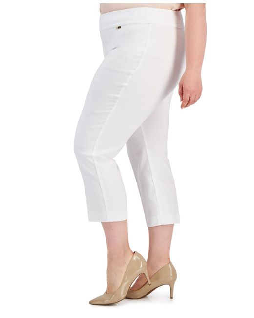 INC International Concepts White Plus Size Mid-rise Pull-on Capri Pants