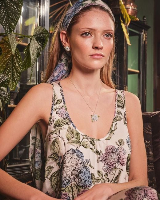 Fable England Blue Hydrangea Necklace Silver