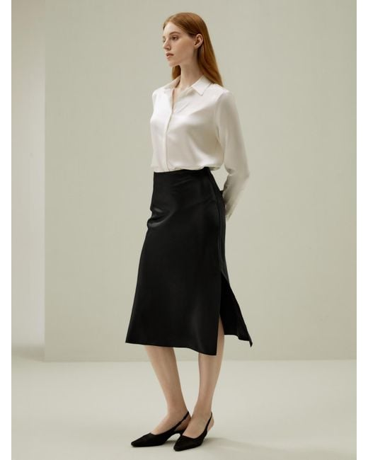 LILYSILK White Basic Concealed Placket Silk Shirt