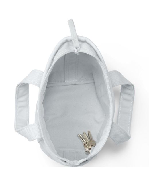 Lands' End White Small Solid Color Zip Top Canvas Tote Bag