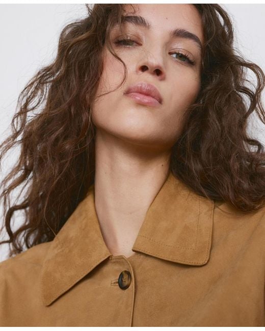 Mango Blue Chest-pocket Suede Jacket