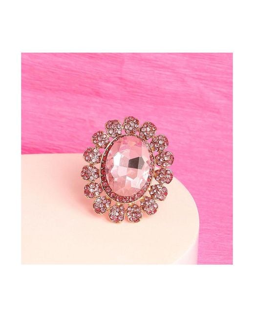 SOH Pink Romance Oval Statement Ring