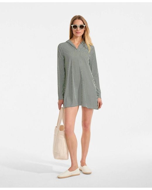 relaxed cotton shirt dress Paige Handwoven in Blue and White Pin-Stripe XS Size:S/TALL Suit Jackets Ginny’s Sleeveless Woven Cotton down front and soft