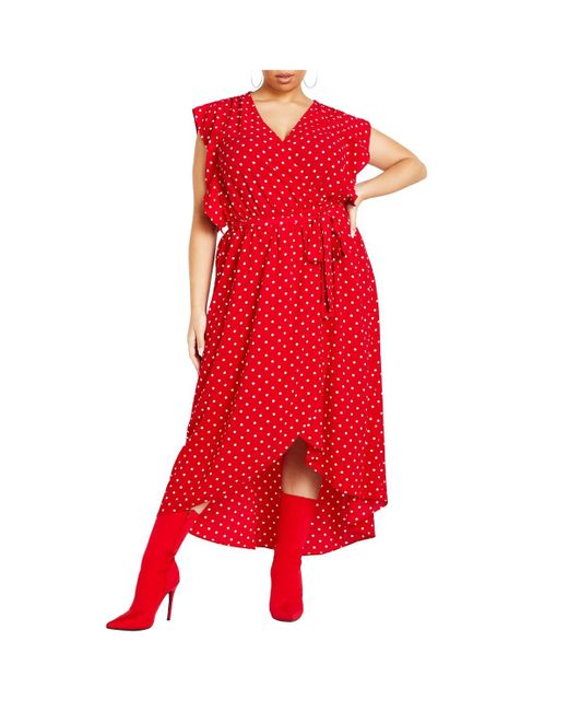 City Chic Red Fresh Spot Maxi Dress