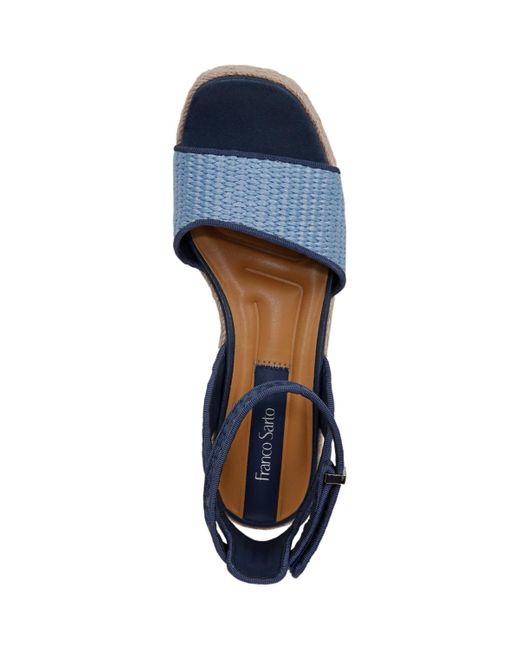 Franco Sarto Blue Tiffany Open Square Toe Espadrille Platform Sandals