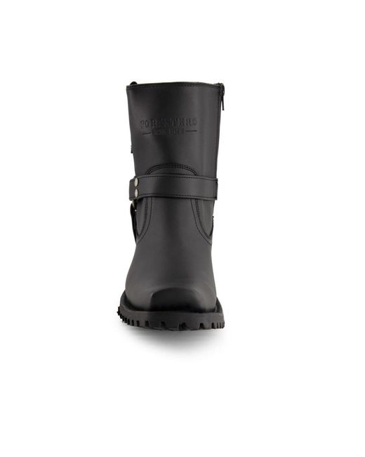 Forastero Black Leather Biker Boots for men