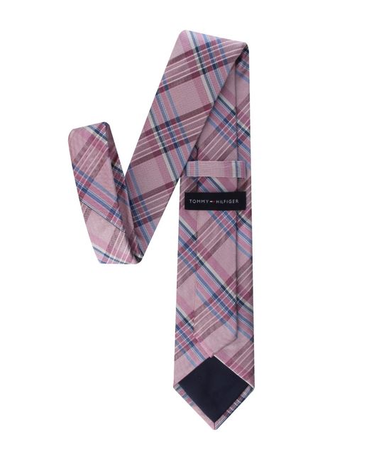 Tommy Hilfiger Purple Plaid Pattern Tie for men