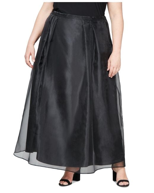 Alex Evenings Black Plus Size Organza Ball Skirt