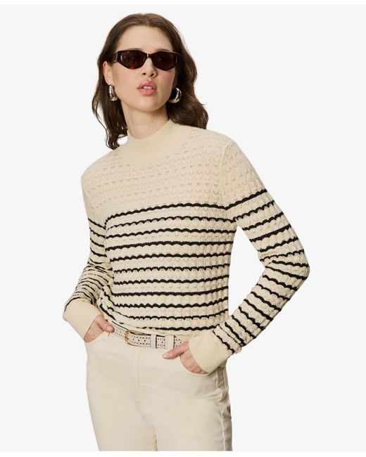 Sanctuary Natural Forever Striped Mock Neck Sweater