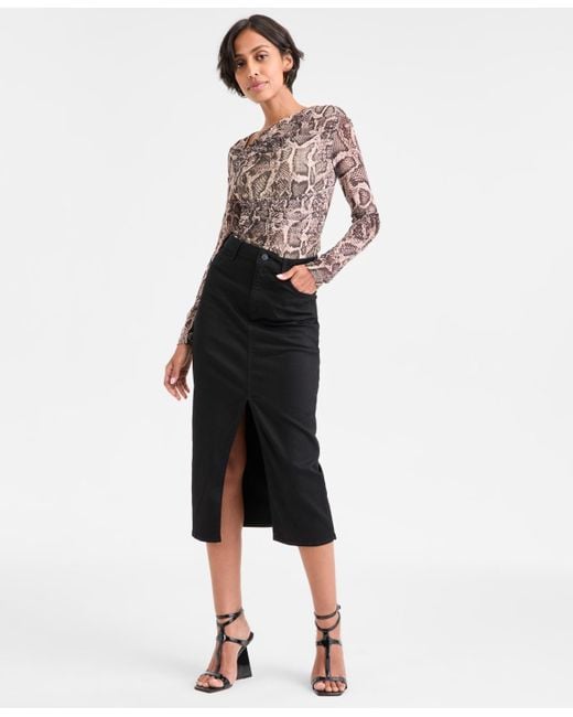 Guess White Mila Denim Midi Skirt