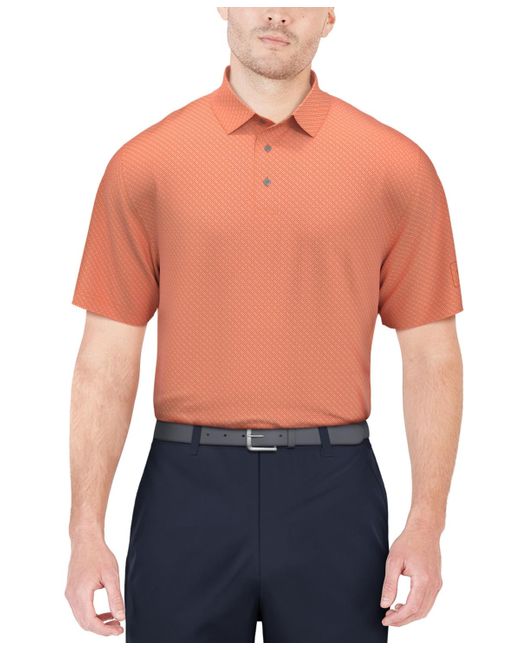 PGA TOUR Blue Short Sleeve Geo Jacquard Performance Polo Shirt for men
