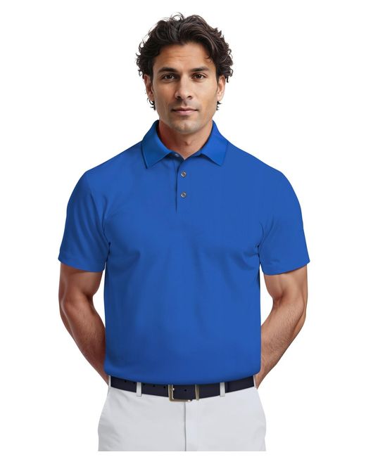 PGA TOUR Blue Airflux Regular-fit Mesh Performance Golf Polo Shirt for men