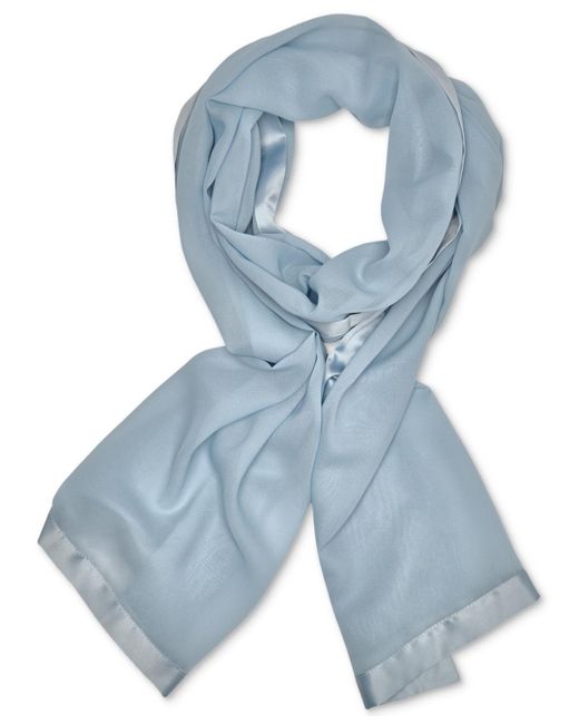 Calvin Klein Blue Elegant Satin-trim Chiffon Evening Wrap