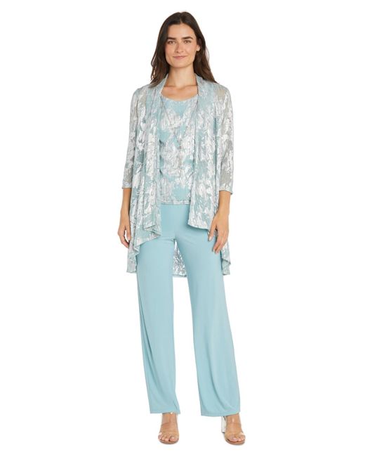 R & M Richards Blue 3-pc. Metallic Jacquard Jacket