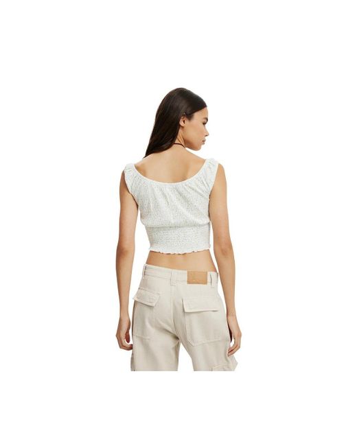 Cotton On Metallic Chloe Shirred Short Sleeve Top