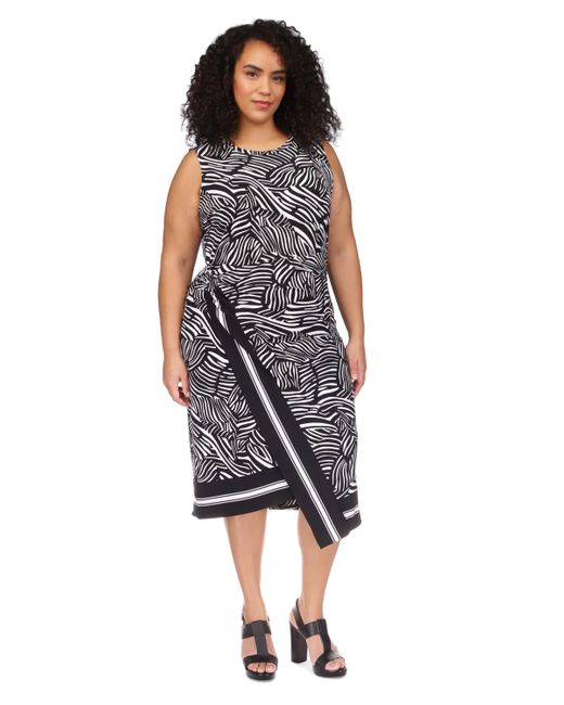 Michael Kors Blue Michael Plus Size Zebra-print Faux Wrap Midi Dress