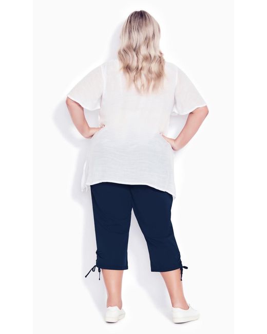 Avenue Blue Plus Size Cotton Cinch Capri