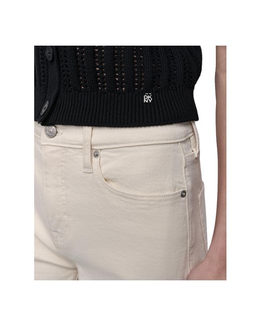 DKNY Black Crewneck Short-sleeve Cardigan Cable Pointelle Cardigan Sweater