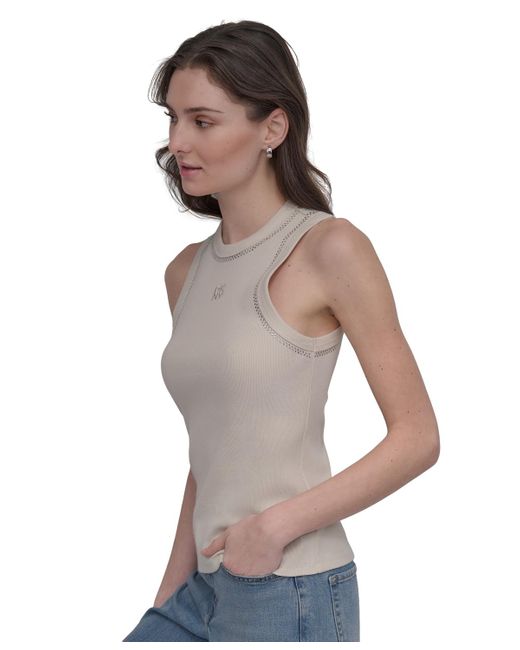 DKNY Gray Studded Crewneck Tank