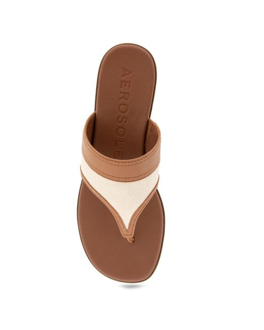 Aerosoles Brown Gesa Round Toe Thong Sandals
