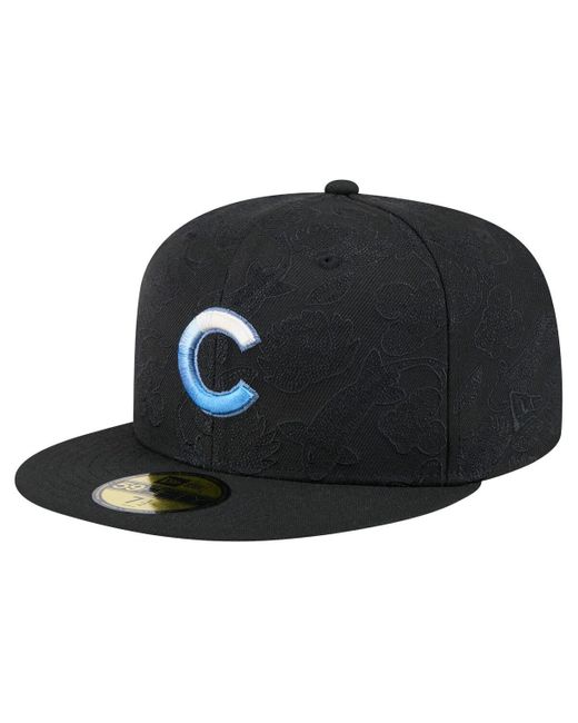 KTZ Black Chicago Cubs Tonal Koi 59fifty Fitted Hat for men