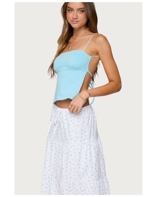 Edikted Blue Jinx Polka Dot Open-back Top
