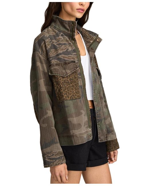 Lucky Brand Gray Patchwork Camo Cropped Jacket