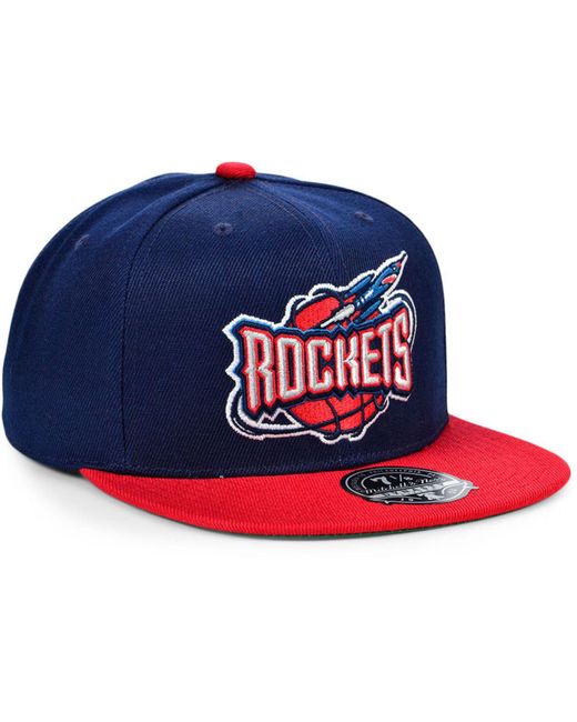 Mitchell & Ness Blue Houston Rockets Wool 2 Tone Fitted Cap for men