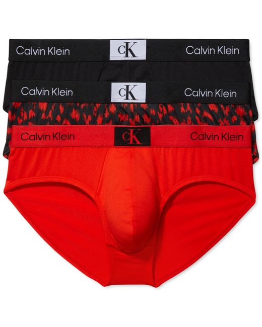 Calvin Klein Red 1996 Micro 3-pk. Hip Briefs Underwear for men