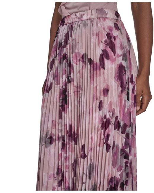 Calvin Klein Red Petite Printed Chiffon Midi Skirt