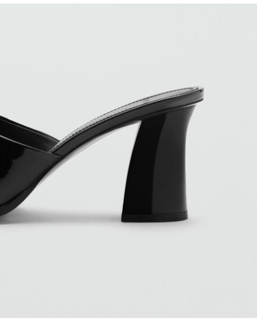 Mango Black Patent Leather Effect Heeled Sandals