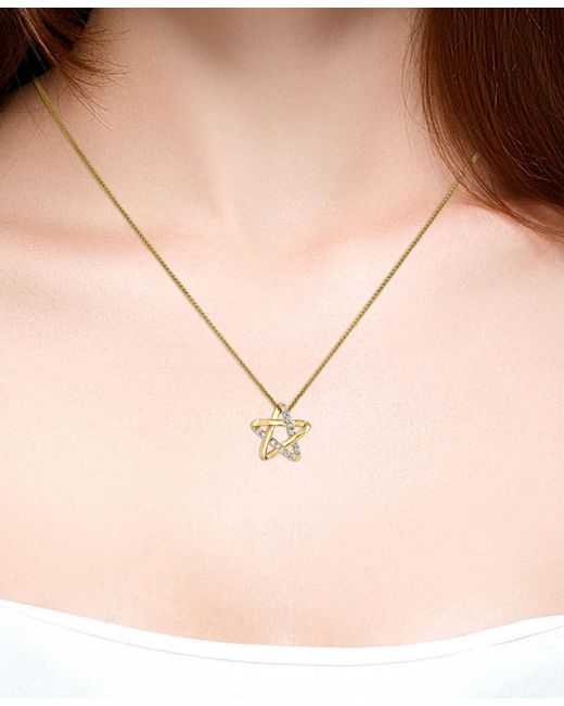 Lali Jewels Metallic Diamond Star 18" Pendant Necklace (1/6 Ct. T.w.