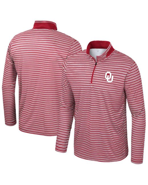 Colosseum Athletics Red Oklahoma Sooners Striped Quarter-zip Sweatshirt for men