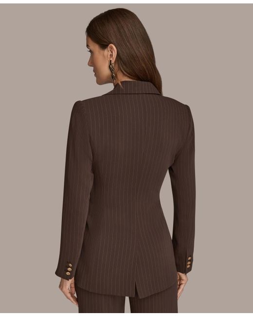 Donna Karan Brown Pinstripe Tie-waist Jacket