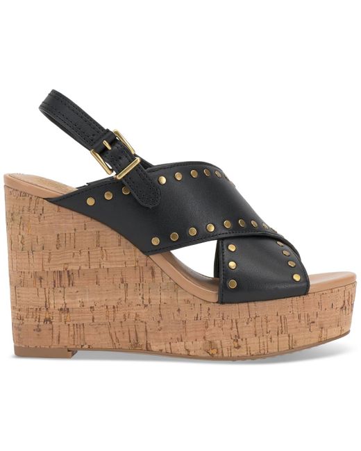 Vince Camuto Black Ellna Studded Platform Wedge Sandals