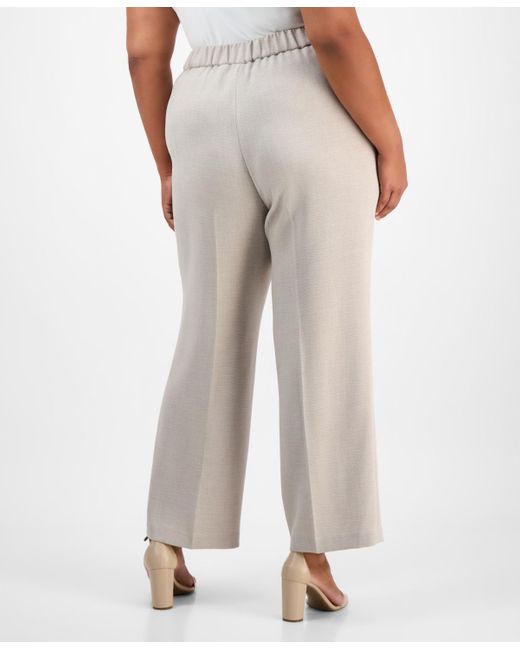 Kasper White Plus Size Mid-rise Pull-on Pants
