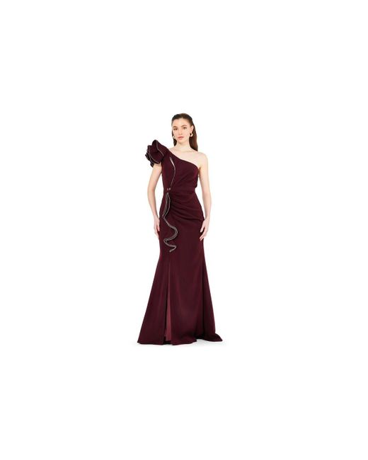 Amiri Red Ruffle Pleated Gown