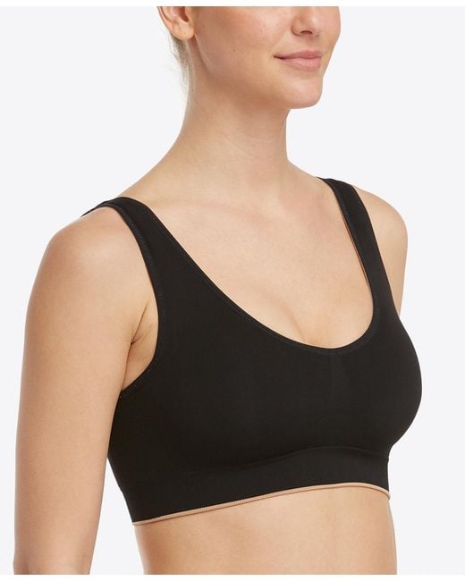 Spanx Black Stretchable Ribbed Bra