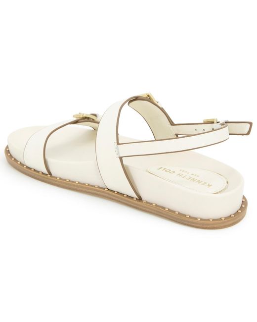 Kenneth Cole White Drinity Round Toe Flat Sandals
