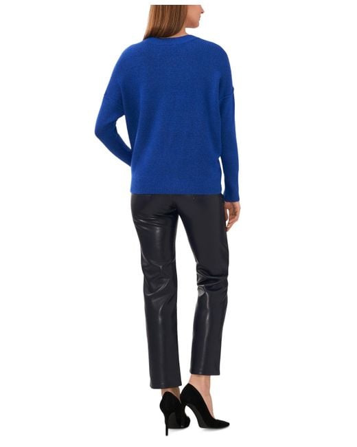 Vince Camuto Blue Cozy Long Sleeve Extend Shoulder Sweater