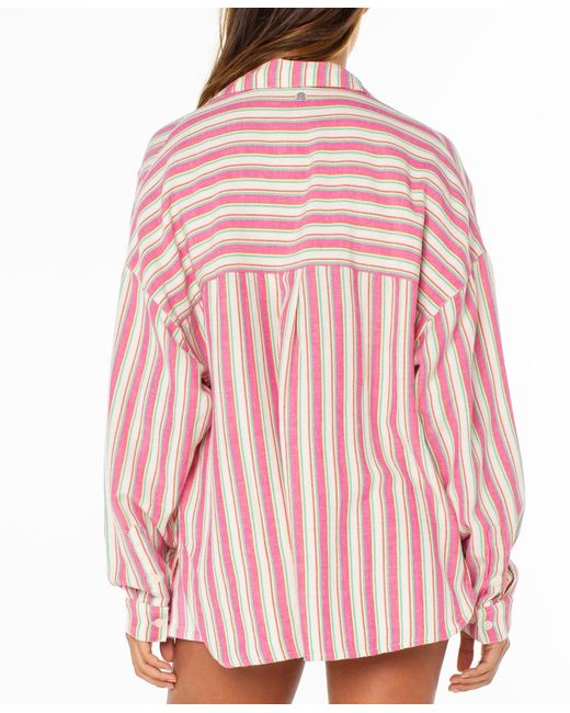 Roxy Red Lets Get Away Striped Shirt