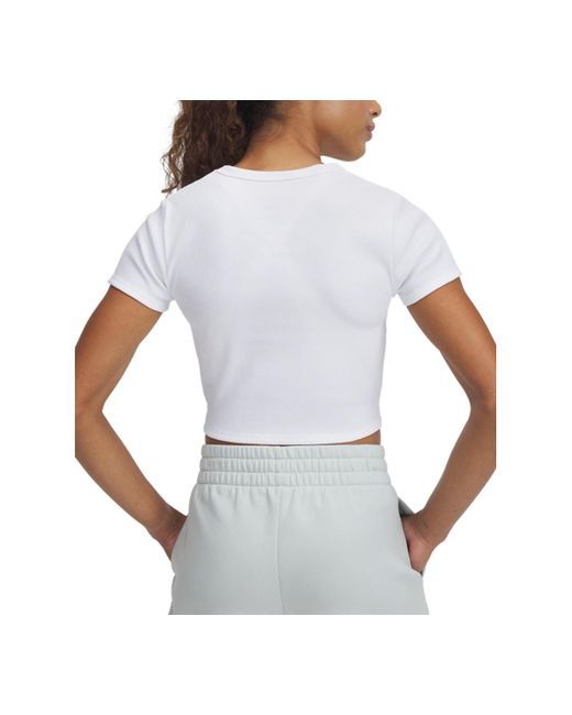 Under Armour White Rival Ribbed Cropped T-shirt