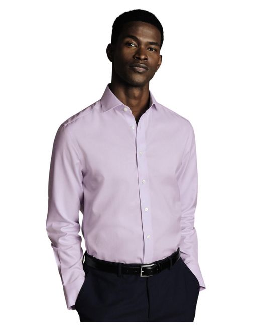 Charles Tyrwhitt Men's Purple Slim-fit Dress Shirt