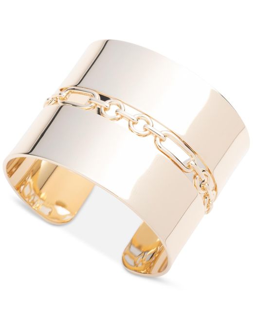 Lauren by Ralph Lauren Metallic Gold-tone Wide Chain Link Cuff Bracelet