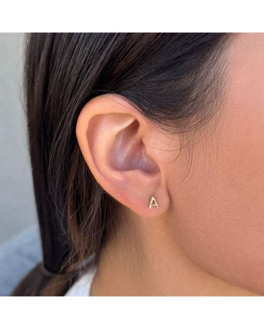 Adornia Fine White 14k Gold Vermeil .925 Sterling Silver Single Initial Stud Earring