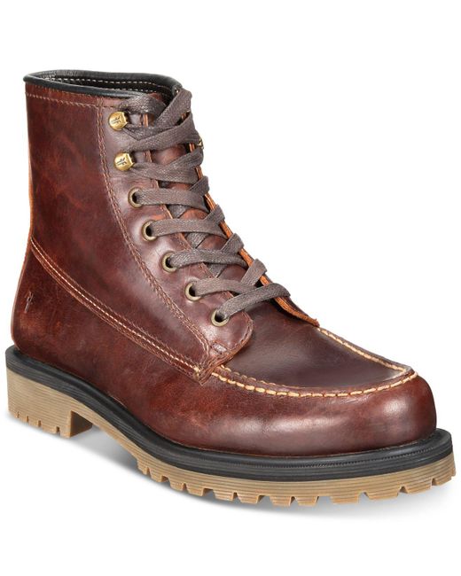 Frye Brown Pine Lug Leather Work Boots, Created For Macy's for men