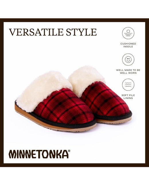 Minnetonka Red Carefree Scuff Slippers