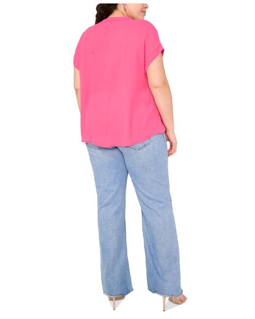 Vince Camuto Red Plus Size Lace-up Short-sleeve Top