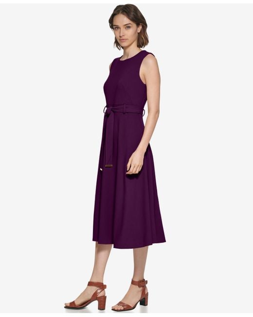 Calvin Klein Purple Sleeveless Midi A-line Dress